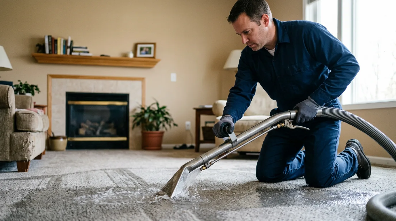 Water damage restoration technician working near Tipton, IN